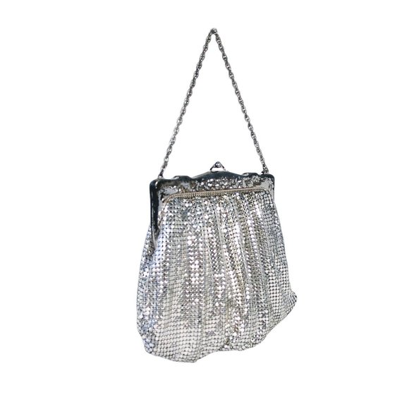 WHITING & DAVIS Victorian Vintage Silver-Plated Mesh Wristlet Clutch Mini Bag - Picture 3 of 9